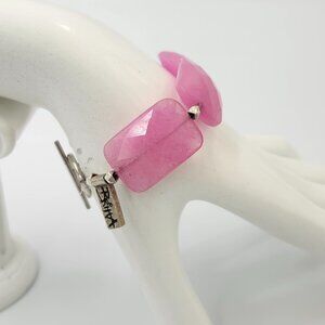 Stunning Rose Quartz Style Polished Faceted Pink Stone Bracelet